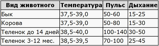 Таблица соотношения температуры, пульса и дыхания