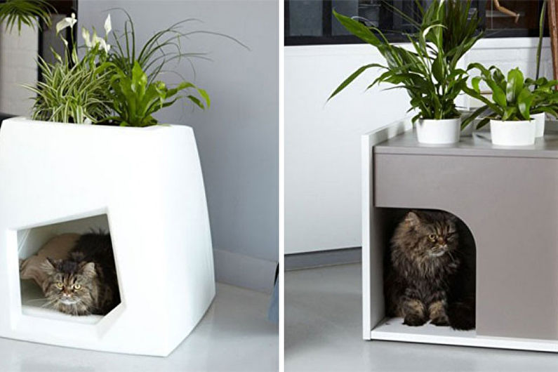 Домик для кошки, встроенный в мебель