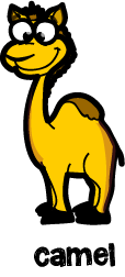 illustration of a cartoon yellow camel